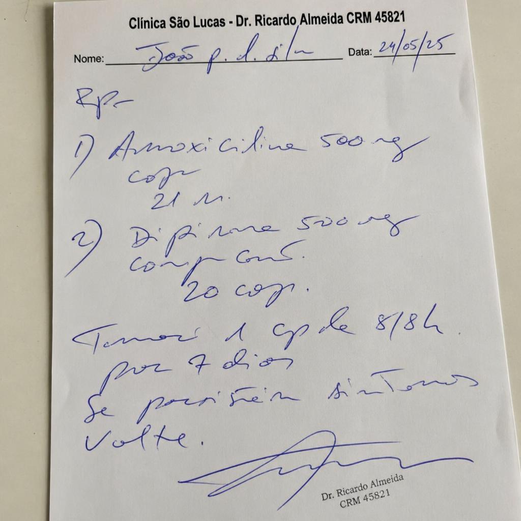 Receita médica manuscrita